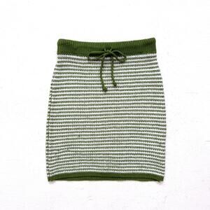 Shop The Narrative Green White Crochet Mini Knit Skirt Size S